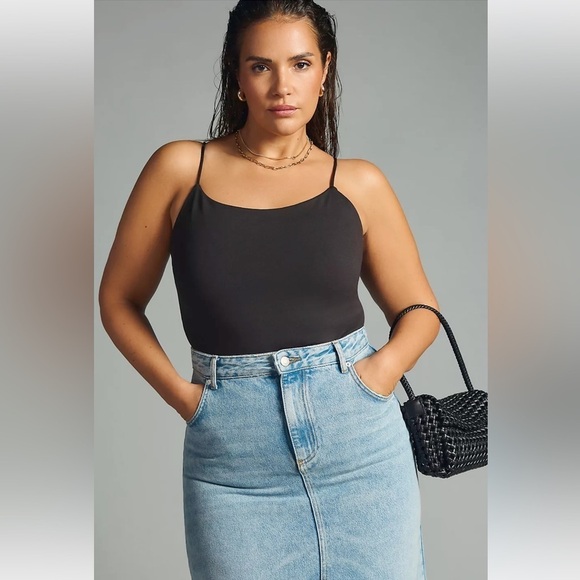 NWT Anthropologie Plus Knit Tank Square Neckline Black Women's 3x Dark Romantic - Picture 1 of 9